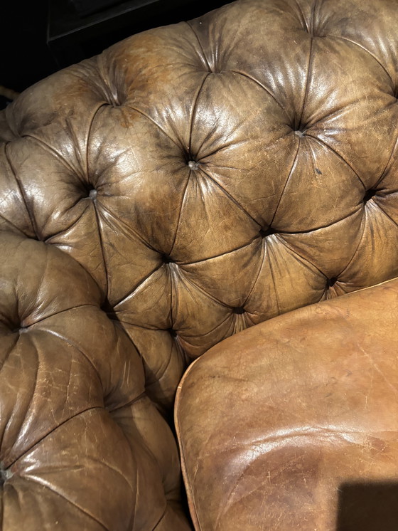 Image 1 of Antique Chesterfield Sofa cognac brown leather