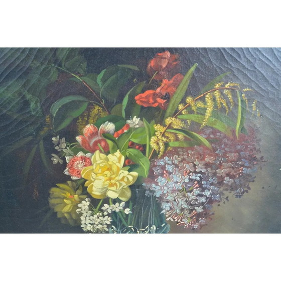 Pauline Petit (Französisch 19.-20. Jahrhundert) "Stillleben mit Blumenstrauß" Öl auf Leinwand Signiert und (photo 11 of 12)