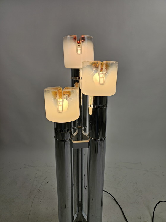 Image 1 of Lampada da terra italiana cromata e vetro