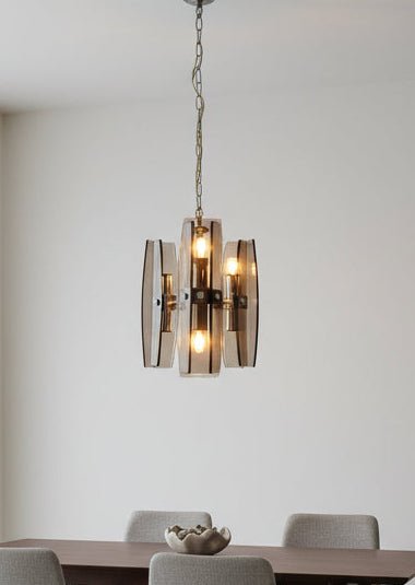 Image 1 of Lampada a sospensione in vetro italiano Veca con 6 luci, anni '70