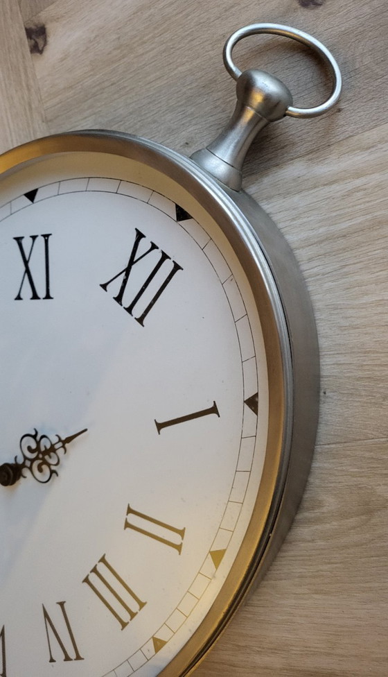 Oval Pocket Watch Wall Clock, rvs, White (photo 2 of 8)