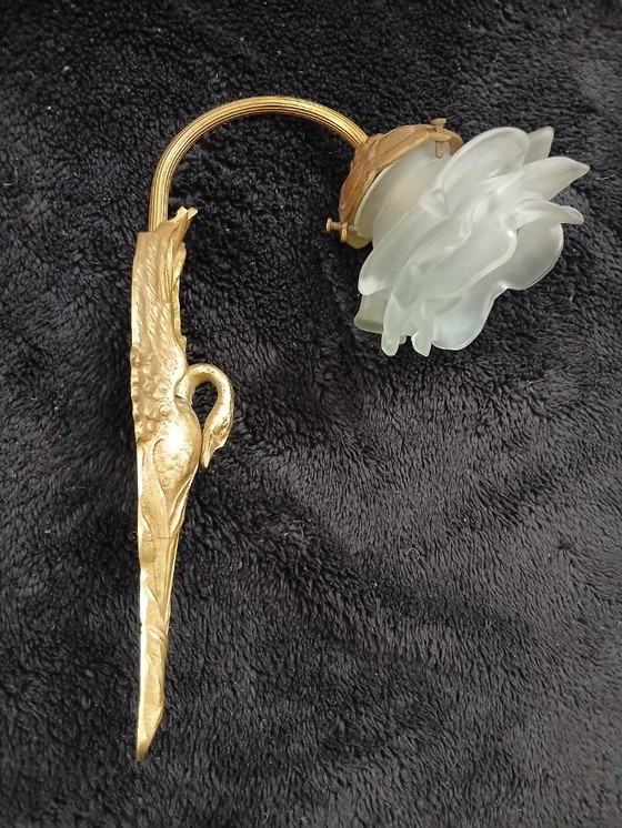 Image 1 of Applique da parete a forma di cigno in bronzo di Charles Ranc