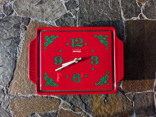 Vintage Red Ceramic Clock By Kienzle, 1970s