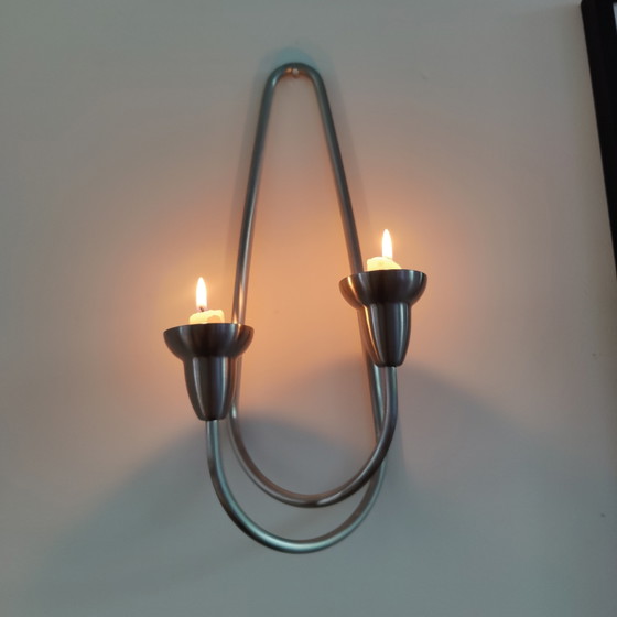 Wandkandelaar genaamd "Swing" van het Deense merk Georg Jensen – Kandelaars en kaarsen, rvs (photo 4 of 10)