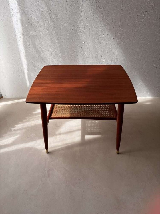 Image 1 of Swedish design side table Alberts mahogany & webbing 1960s