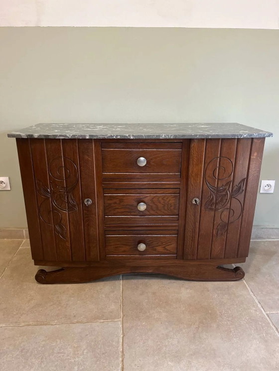Art Deco low furniture – Sideboard, Marble, Wood (photo 18 of 21)