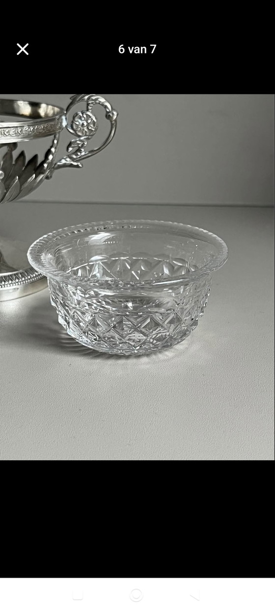 Copa antigua de plata (833) para sal/azúcar con cristal - Países Bajos, 1920 (Impecable) (photo 12 of 15)