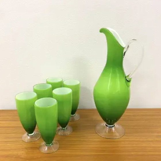 Image 1 of Retro kan & 6 glazen set, Murano, jaren 60