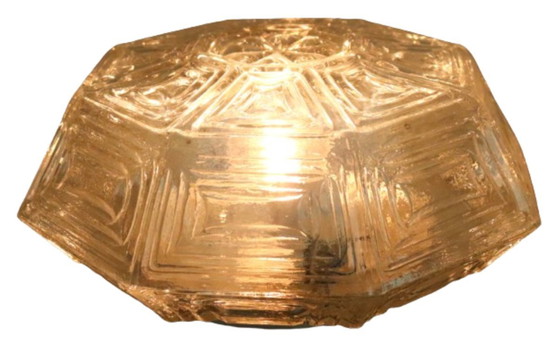 Image 1 of NOS Wika hexagon plafondlamp plafonniere glas vintage
