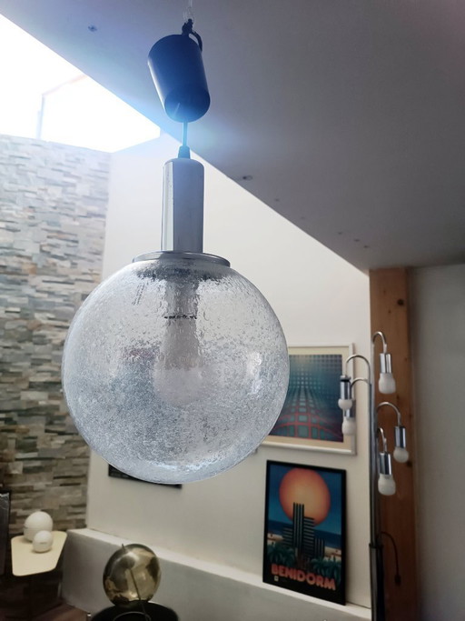Pendelleuchte aus Murano-Eisglas von Targetti Sankey, 1970er Jahre