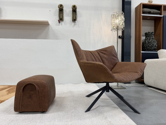 Image 1 of 2 Label van den Berg Gustav swivel armchair Bronco yak leather