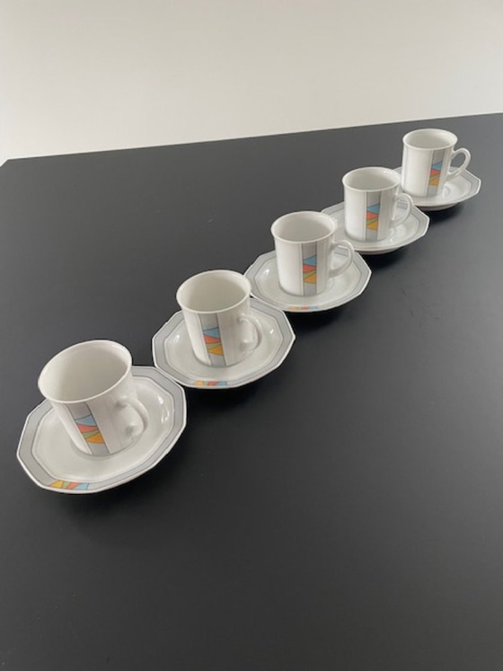 Image 1 of 5x Vintage Memphis-style cups and saucers