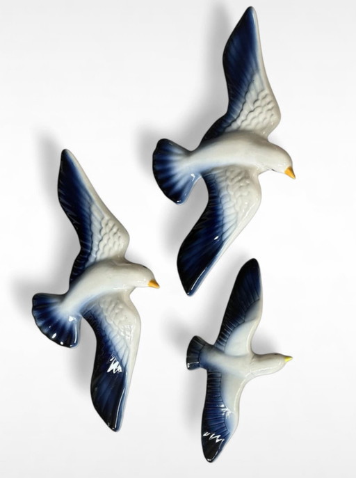 Vintage keramische mur decoratie vogelplaques meeuwen baguette art