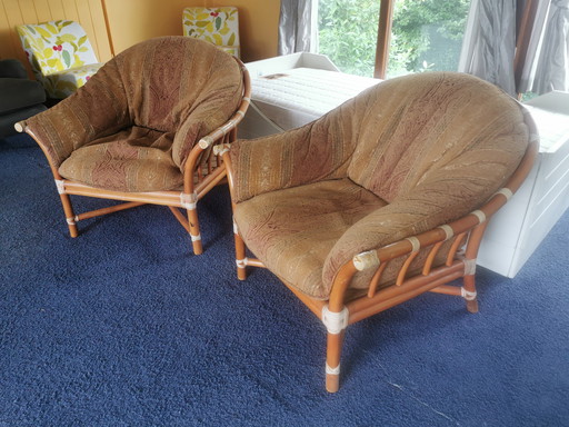 2 fauteuils confortables en rotin