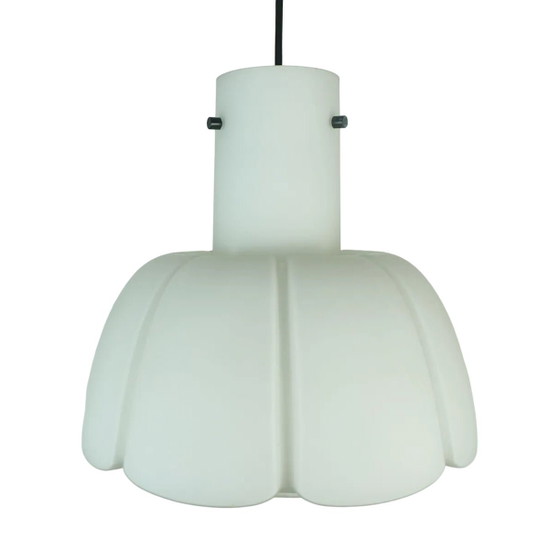 Glashütte Limburg, Pendant lamp, Flower-shaped Opal Glass Shade, Large Model – Iron (photo 8 of 9)