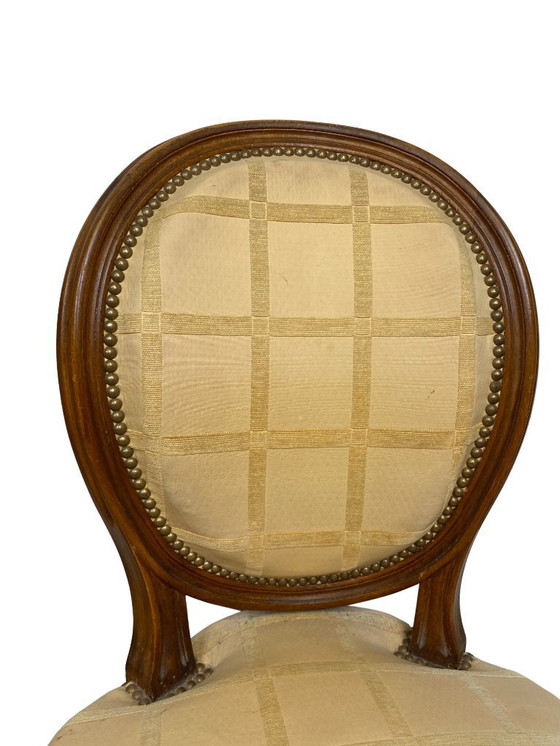 Image 1 of 2x Louis XVI Medaillon Stoelen - XIXe eeuw - Crème/honingkleur
