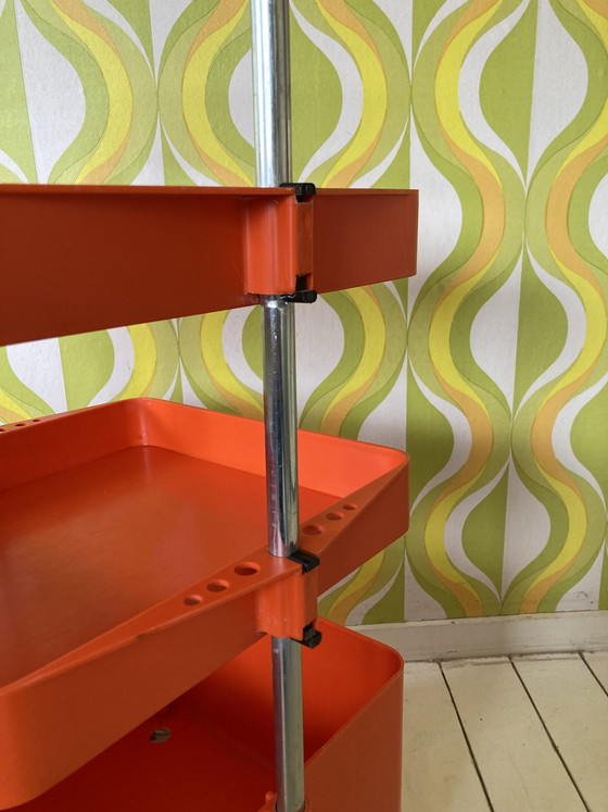 Image 1 of Carrello vintage anni '70 in plastica arancione, carrello di servizio, carrello bar