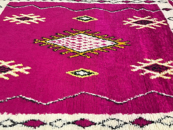 Image 1 of Berber Rug - 311 cm x 204 cm - pink and white Wool