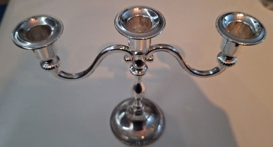 Image 1 of Verzilverde vintage kandelaar 