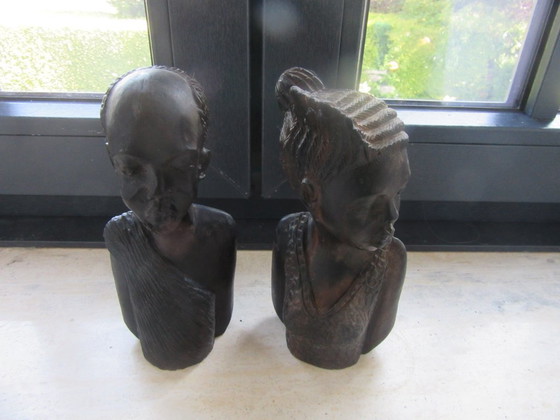 Image 1 of Statuette africane in legno intagliato, maschili e femminili, vintage