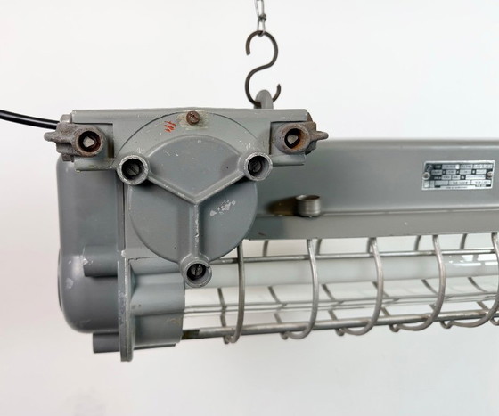 Image 1 of Grijze industriële hanglamp met buisconstructie van Elektrosvit, jaren 70.
