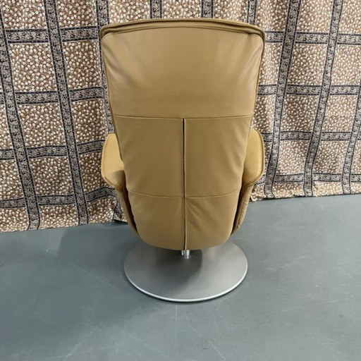 Relaxfauteuil okergeel leer – draaistoelen, Leather, Metal