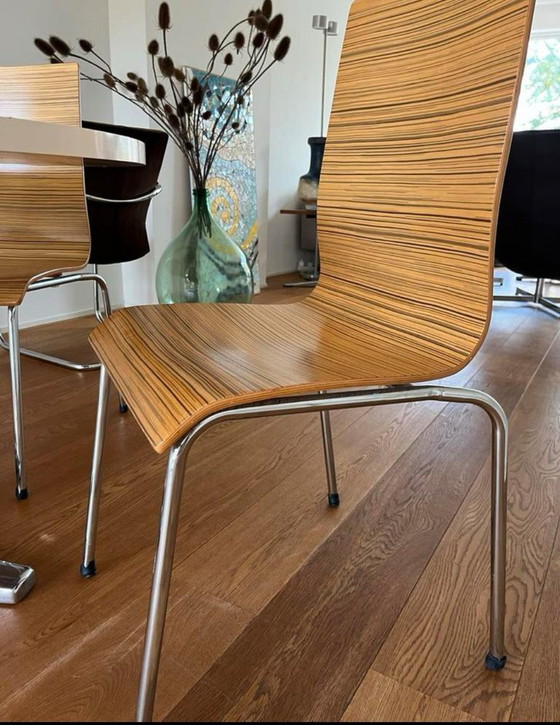 Image 1 of Zebrano eetkamerstoelen met  lamp
