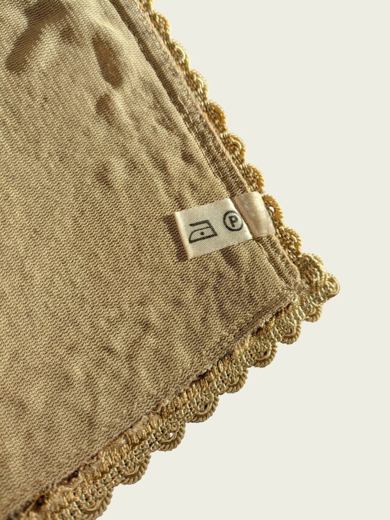 Image 1 of Vintage placemat met ruitpatroon en gouden rand – jaren 70/80, 28x28 cm