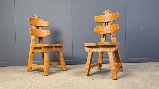Image 1 of Vintage Spanish brutalist dining chairs, set of 6 - 1960s