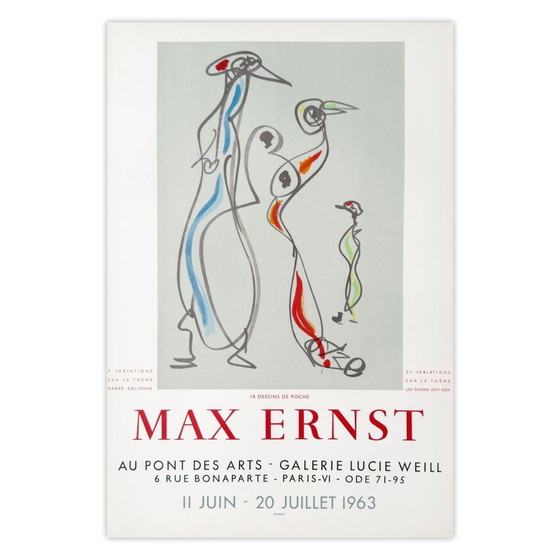 Image 1 of Max ERNST Expo 63 - Galerie Lucie Weill (dessins de poche) Affiche 1963