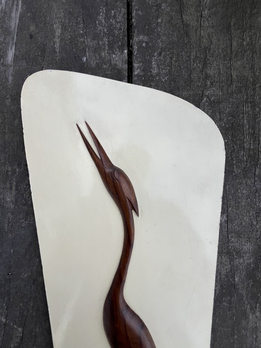 Pannello da parete vintage con gru della metà del secolo scorso