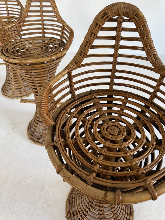 Image 1 of 3x tabouret de bar en rotin vintage, Mary Beatrice Bloch '50