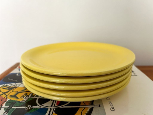 5x Vintage Frühstücksteller hellgelb