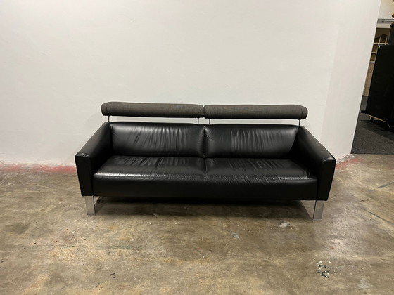 Image 1 of Livraison gratuite Leolux Black Leather Sofa 215X95