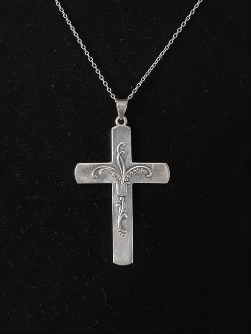 Deens zilveren kruis met bijpassend collier