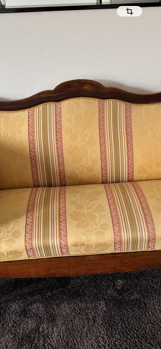 Image 1 of Sofá cama/diván Biedermeier antiguo - Rayas amarillas
