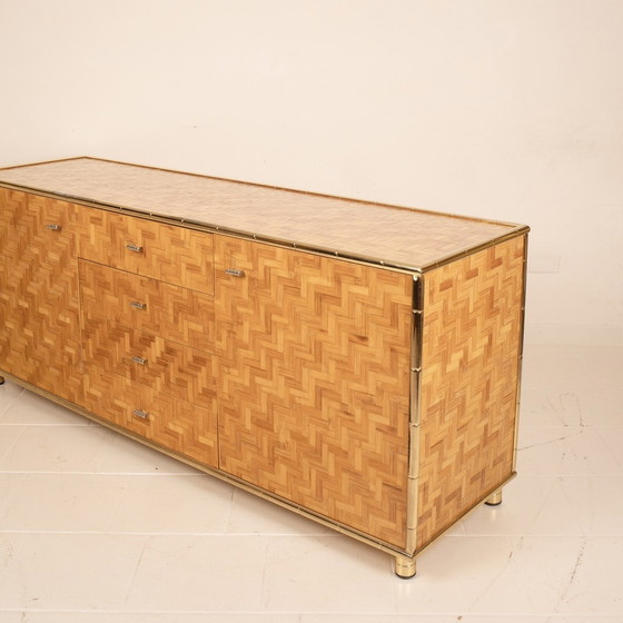 Image 1 of Credenza In Bamboo Pressato E Ottone 1975