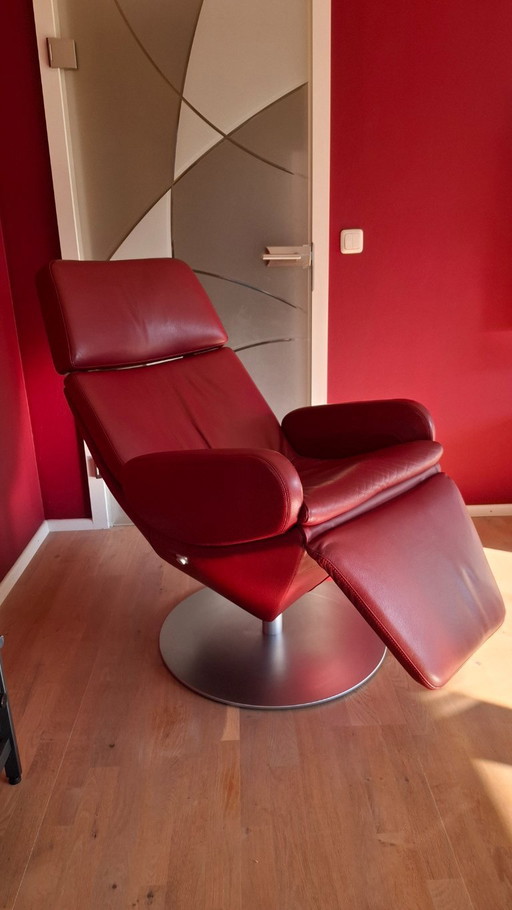 Rolf Benz 590 (L-SE-L) Verstelbare relaxstoel / Functionele fauteuil – Bordeaux Leer