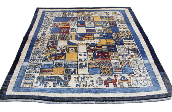 Image 1 of Tappeto orientale persiano Gabbeh Ghashghai originale 200 cm x 195 cm antico naturale