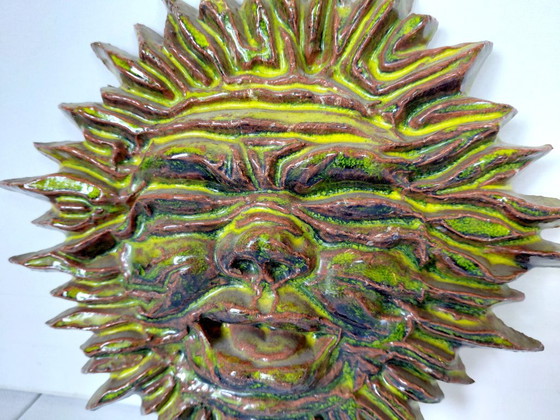 Vintage Ceramic Wall Plate Sun – Signed 70s/80s – Vintage Sun, Wall decoration (photo 2 of 9)