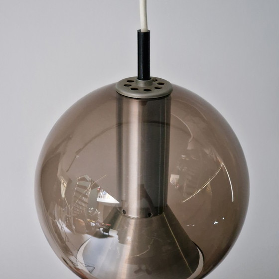 Image 1 of Set of 4 Pendant Lamps - Raak Amsterdam - Design Frank Ligtelijn - 1970s - Smoked glass