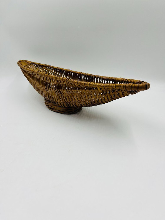 Image 1 of Vintage elongated basket in woven wicker