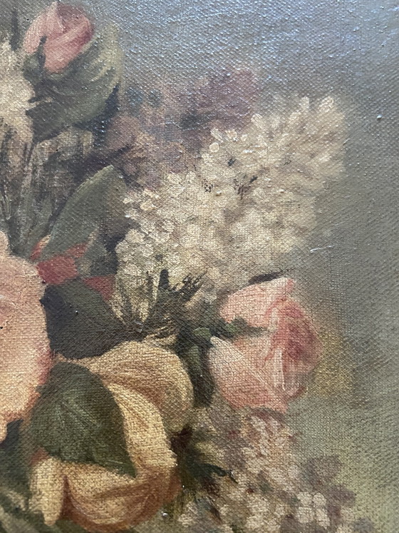 Antico dipinto a olio floreale firmato Lambert – Francia, c. 1920–1940 – Dipinti e disegni, Canvas (photo 6 of 9)