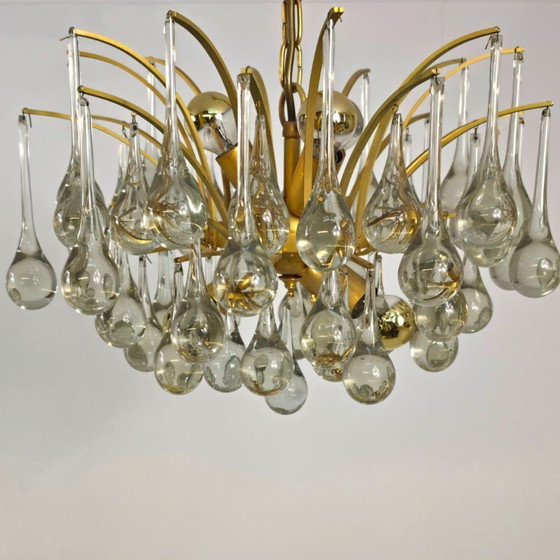 Lustre Palwa Teardrop Murano Années 60 Mid Century – Brass, Murano Glass (photo 4 of 7)
