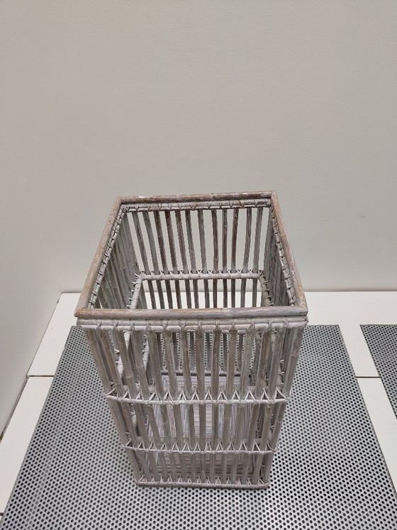 Image 1 of Vintage umbrella stand in bleached bamboo – very beautiful