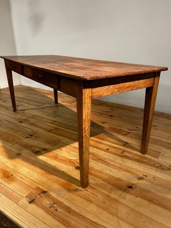 Image 1 of Antique oak country farmhouse table, 19th century
