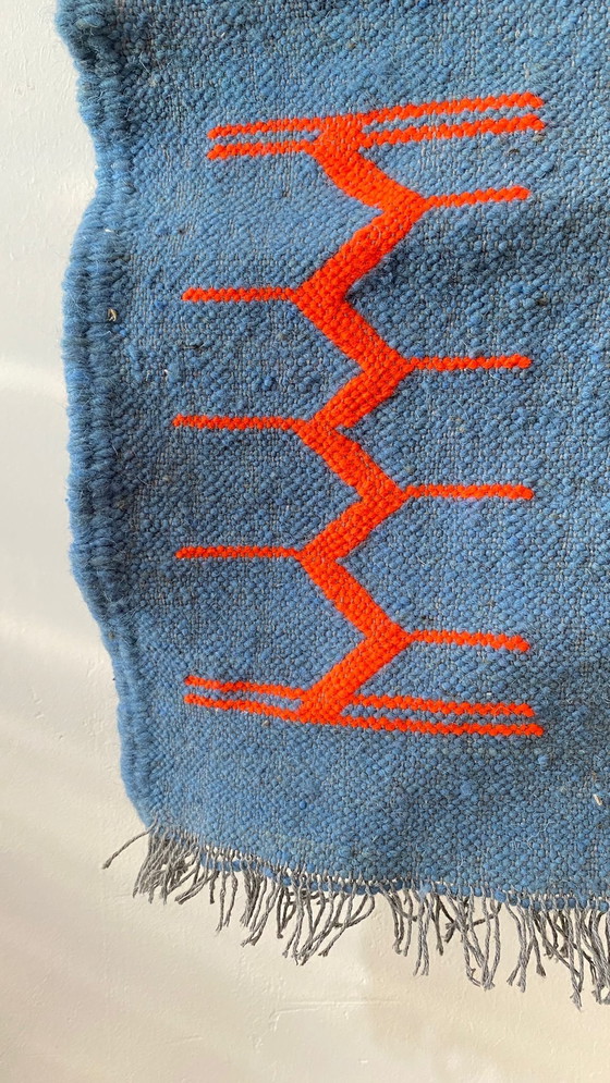 Image 1 of Authentischer handgeknüpfter Berberteppich – Atlaswolle – 100 x 50 cm – Einzigartiges Kelim-Design