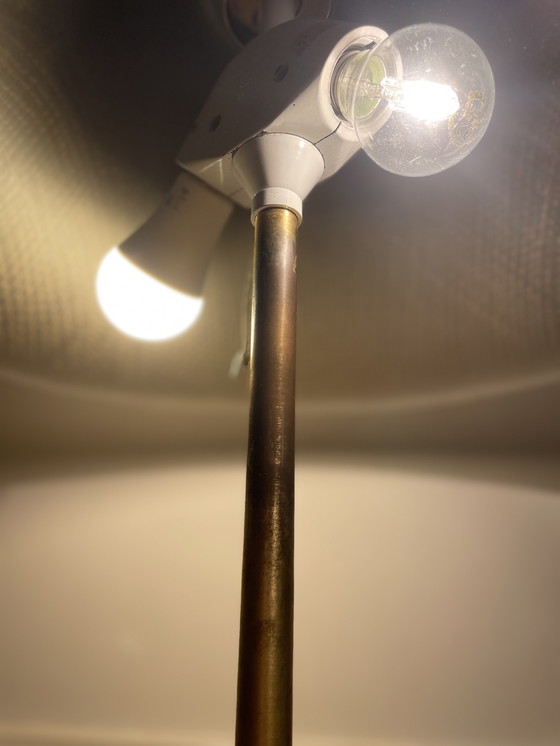 Image 1 of Space age paddestoel messing en glazen tafellamp van Peill & Puzzler 1970s