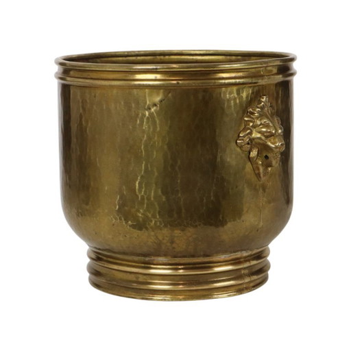 Large Jardinière Flowerpot Hammered Brass Lionheads – decoratieve objecten (photo 2 of 15)