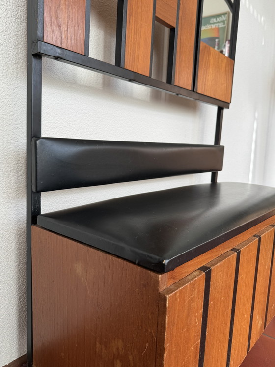 Mobile da ingresso vintage con panca contenitore e specchio – Appendiabiti, Metal, Wood (photo 8 of 9)